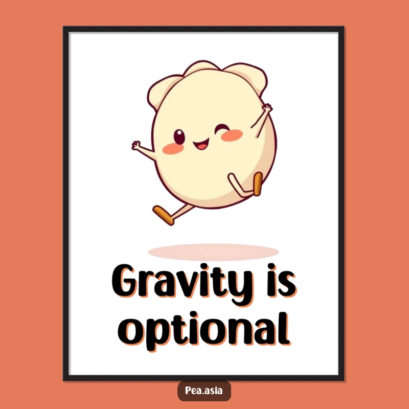 Funny Gyoza Cartwheel Poster: Vibrant Dumpling Art, Hilarious Funny Gift Decor