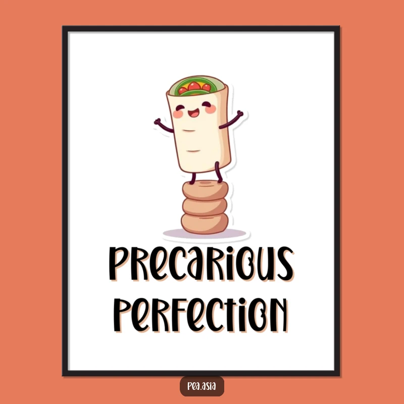 Funny Spring Roll Poster: Whimsical Balance Art, Hilarious Funny Gift Decor