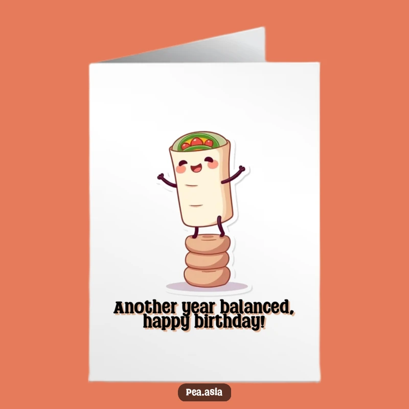 Free Printable Spring Roll Birthday Card - Funny Balancing Act Downloadable!