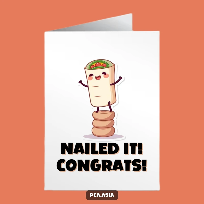 Free Printable Spring Roll Congrats Card - Funny Balancing Downloadable!