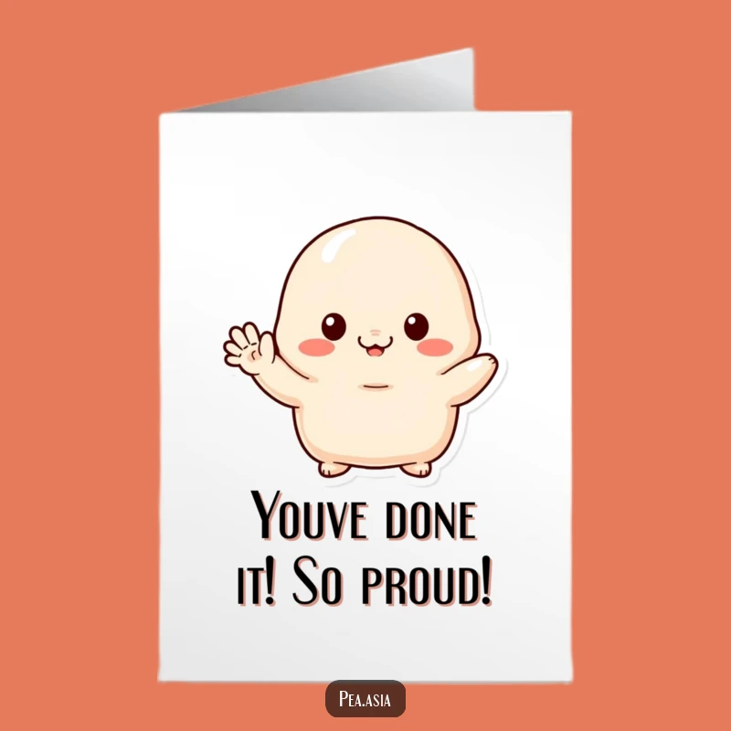 Shy Dumpling Waving Congratulations Free Printable Card - DIY Gift Idea